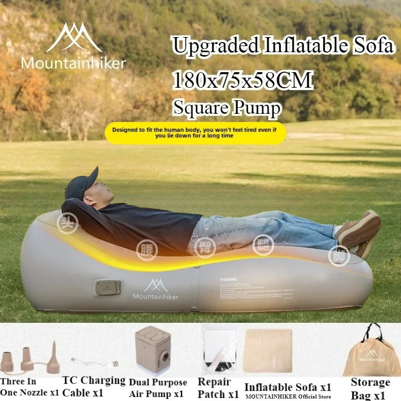 Outdoor Camping Mattress - MOUNTAINHIKER 180x75x58CM Upgraded Inflatable Sofa Bed