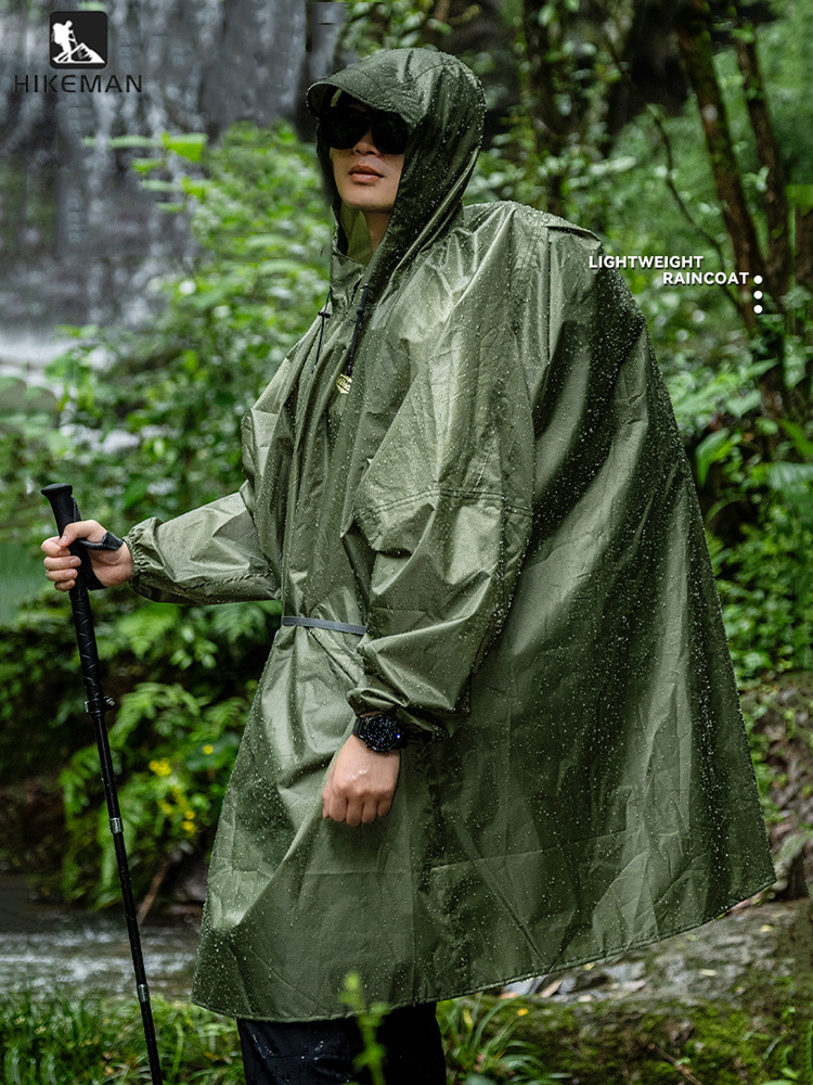 Camping Rain Poncho - Ultralight Zipper Raincoat 210T Polyester Waterproof