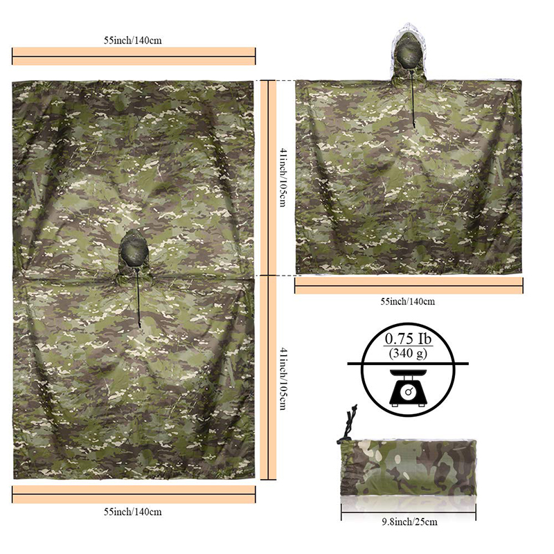 Rain Coat Camouflage Tactical  - đánh giá và giá Camping Rain Poncho