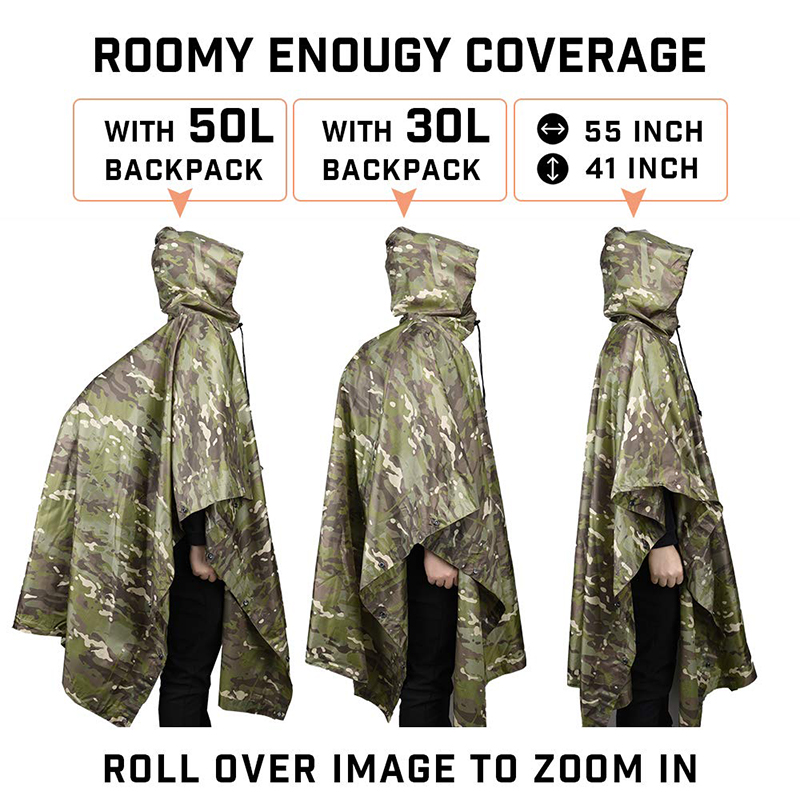 Rain Coat Camouflage Tactical  - đánh giá và giá Camping Rain Poncho