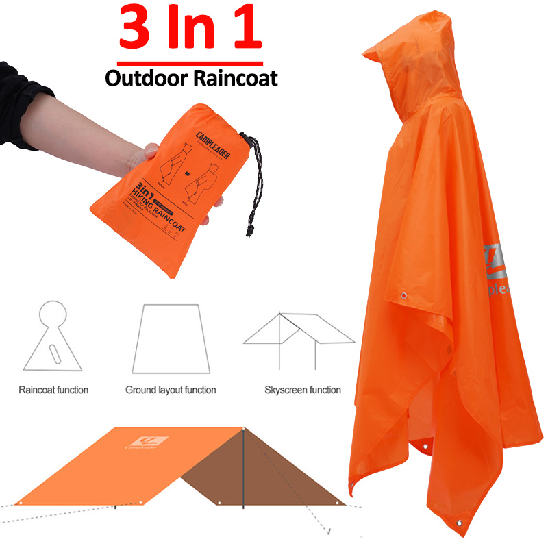 3 In 1 Outdoor Raincoat Hooded - đánh giá và giá Camping Rain Poncho