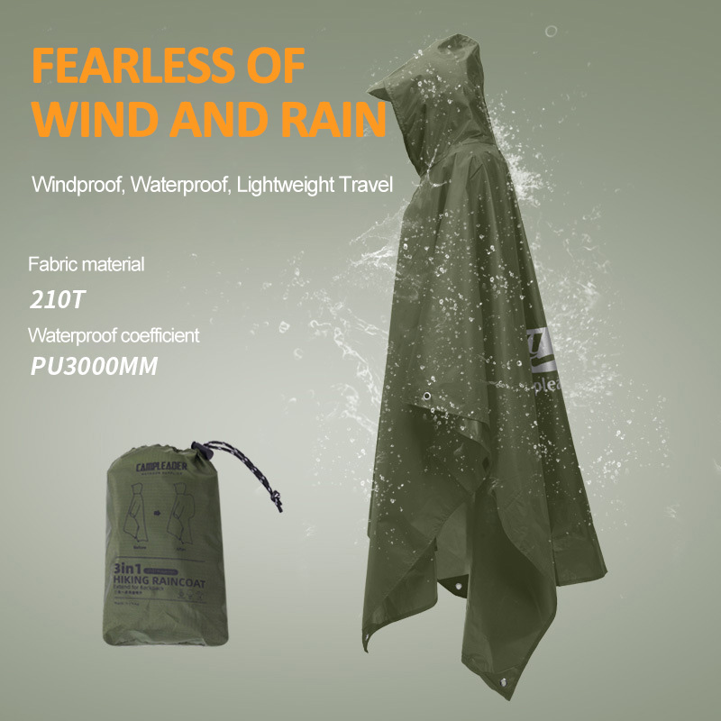 3 In 1 Outdoor Raincoat Hooded - đánh giá và giá Camping Rain Poncho