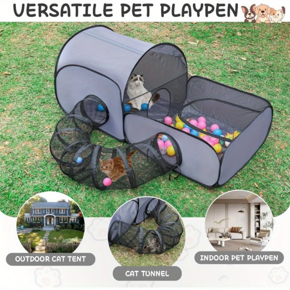 Foldable Cat Tent with Tunnel, - đánh giá và giá Outdoor Camping Dog Fence