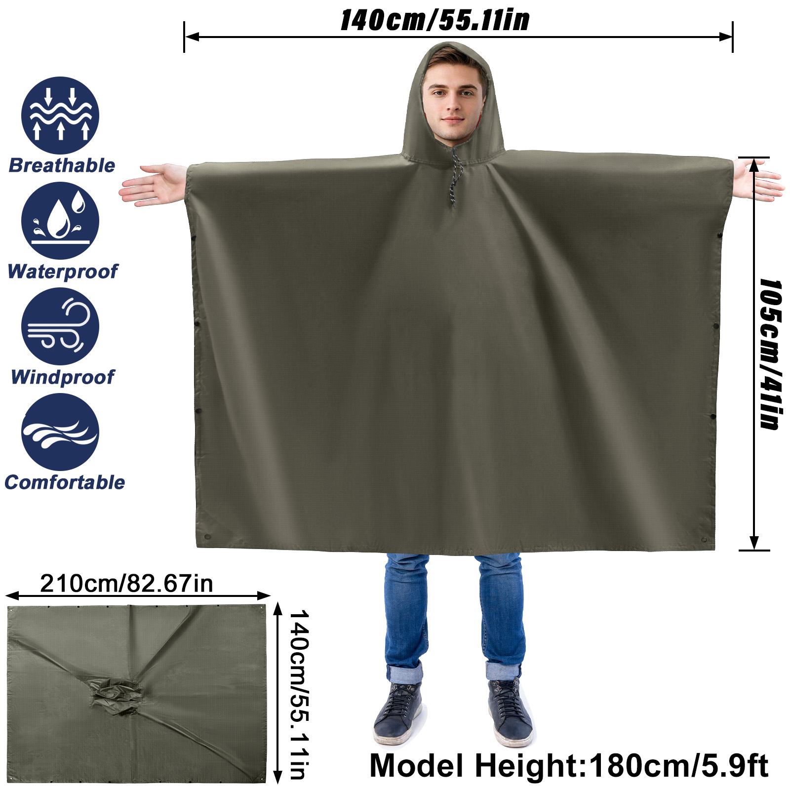 Adult Rain Poncho Lightweight  - đánh giá và giá Camping Rain Poncho