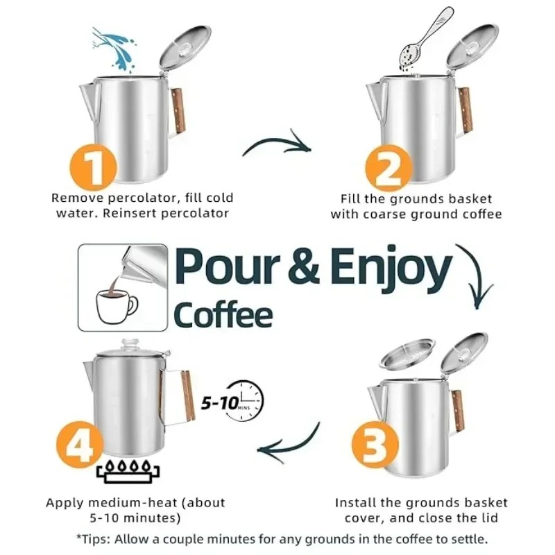 Stainless Steel Camping Coffee - đánh giá và giá Camp Percolator Coffee
