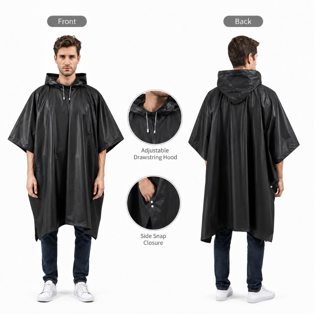 3 in 1 Waterproof Rain Poncho  - đánh giá và giá Camping Rain Poncho