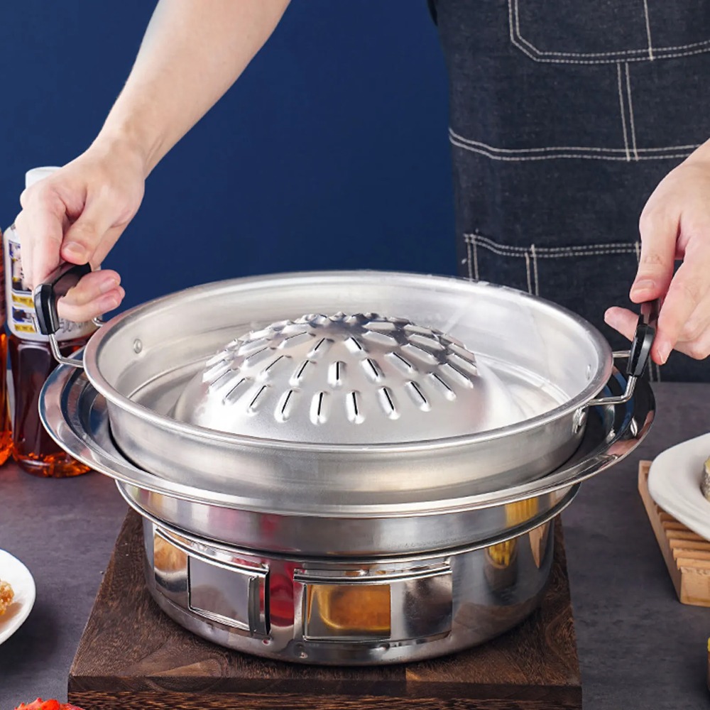 2 in 1 Hot Pot Grill Pan Non S - đánh giá và giá Outdoor Camping Kitchen