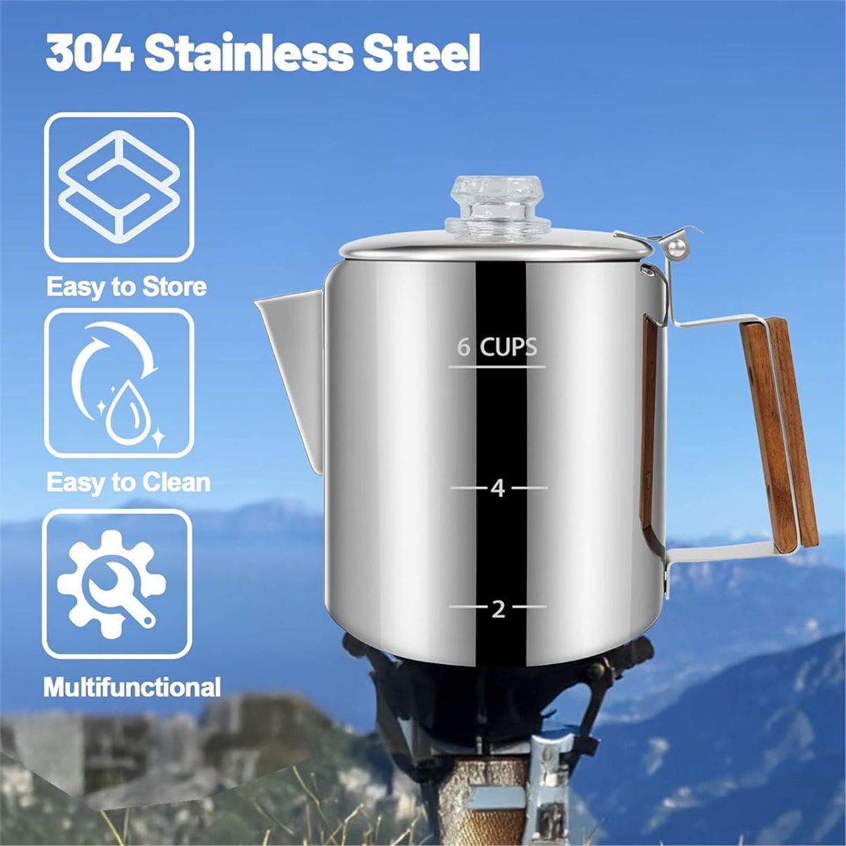 6 Cup Percolator 304 Stainless - đánh giá và giá Camp Percolator Coffee